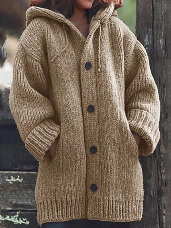 Oversized Strickjacke für Damen mit Kapuze