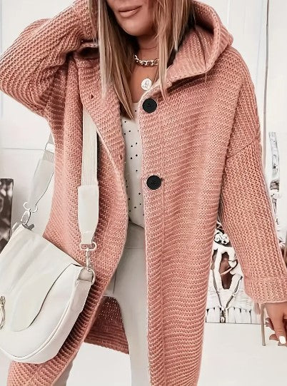 Oversized-Strickjacke für Damen mit Kapuze