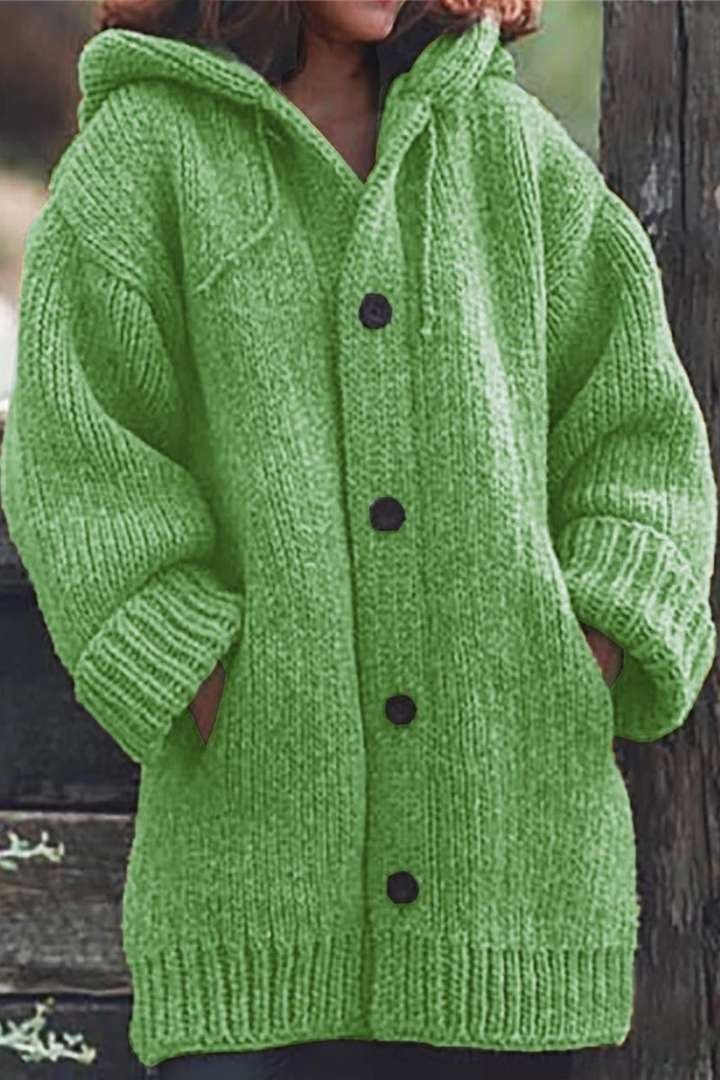Oversized Strickjacke für Damen mit Kapuze