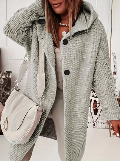 Oversized-Strickjacke für Damen mit Kapuze