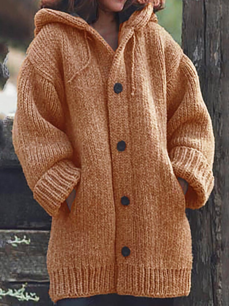 Oversized Strickjacke für Damen mit Kapuze