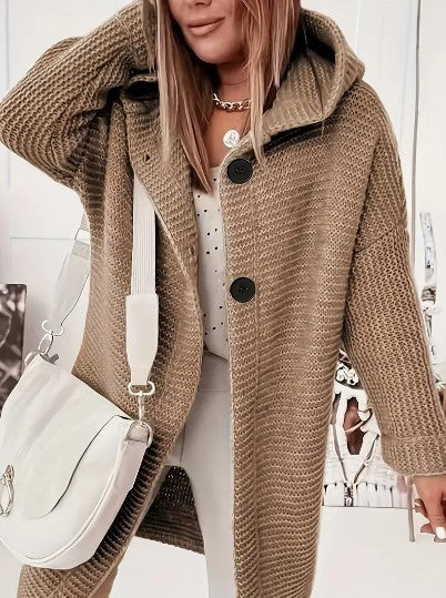 Oversized-Strickjacke für Damen mit Kapuze