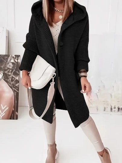 Oversized-Strickjacke für Damen mit Kapuze