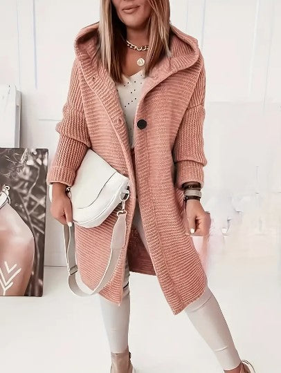Oversized-Strickjacke für Damen mit Kapuze