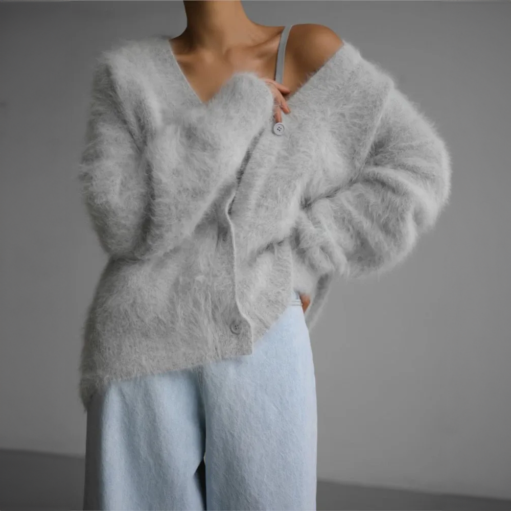 Oversized-Strickjacke für Damen mit Knöpfen