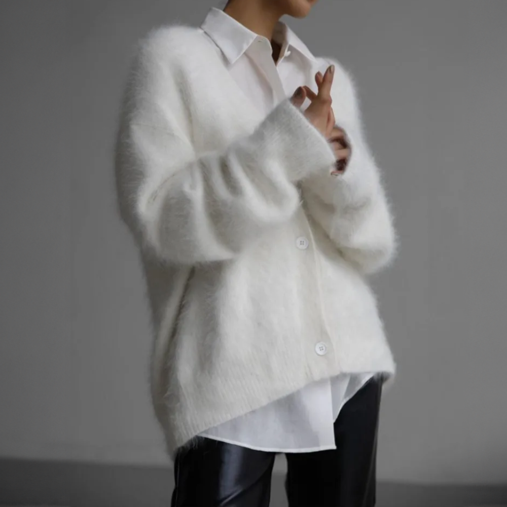 Oversized-Strickjacke für Damen mit Knöpfen