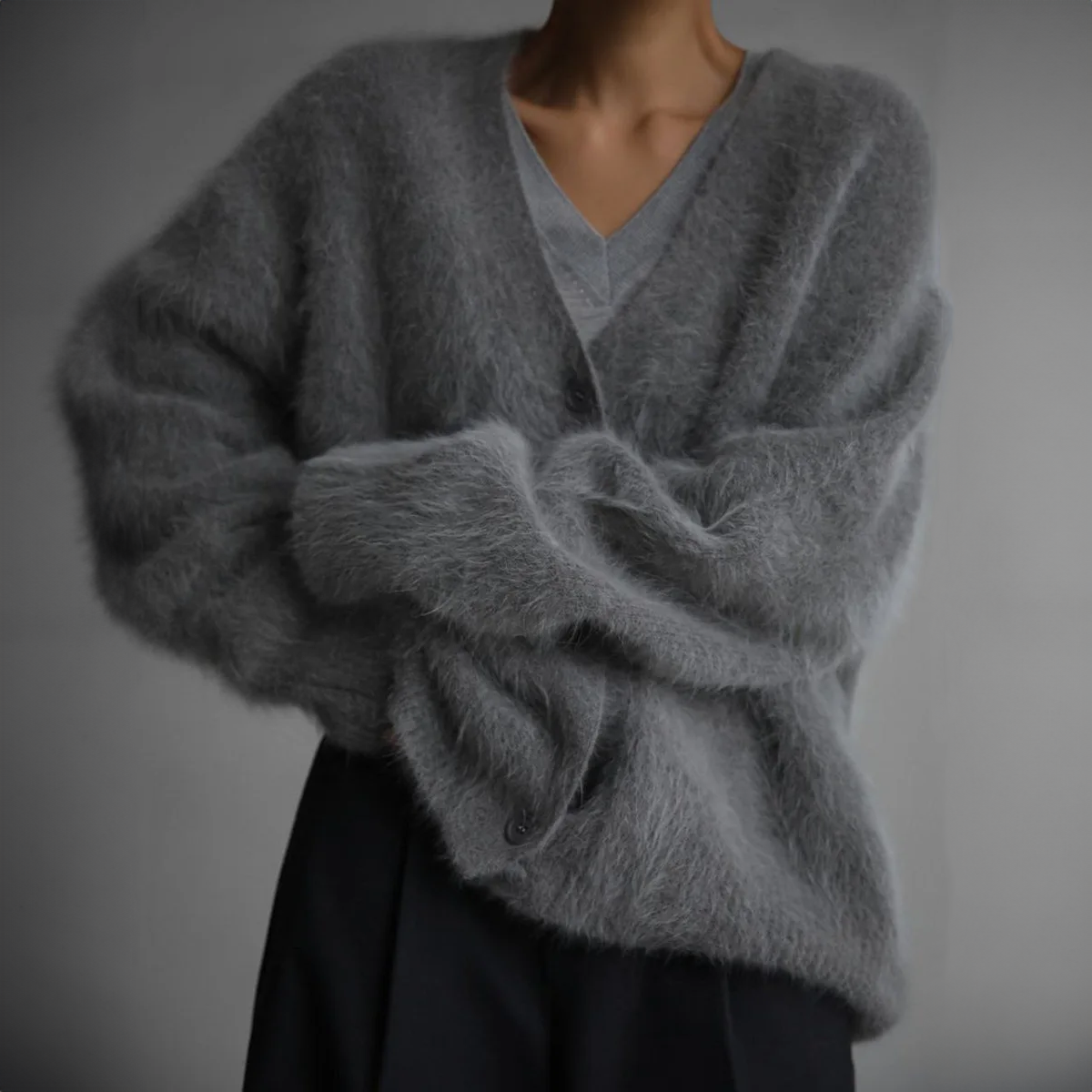 Oversized-Strickjacke für Damen mit Knöpfen