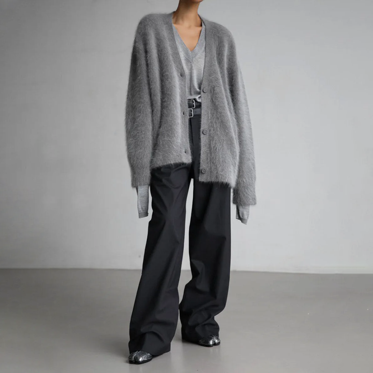 Oversized-Strickjacke für Damen mit Knöpfen