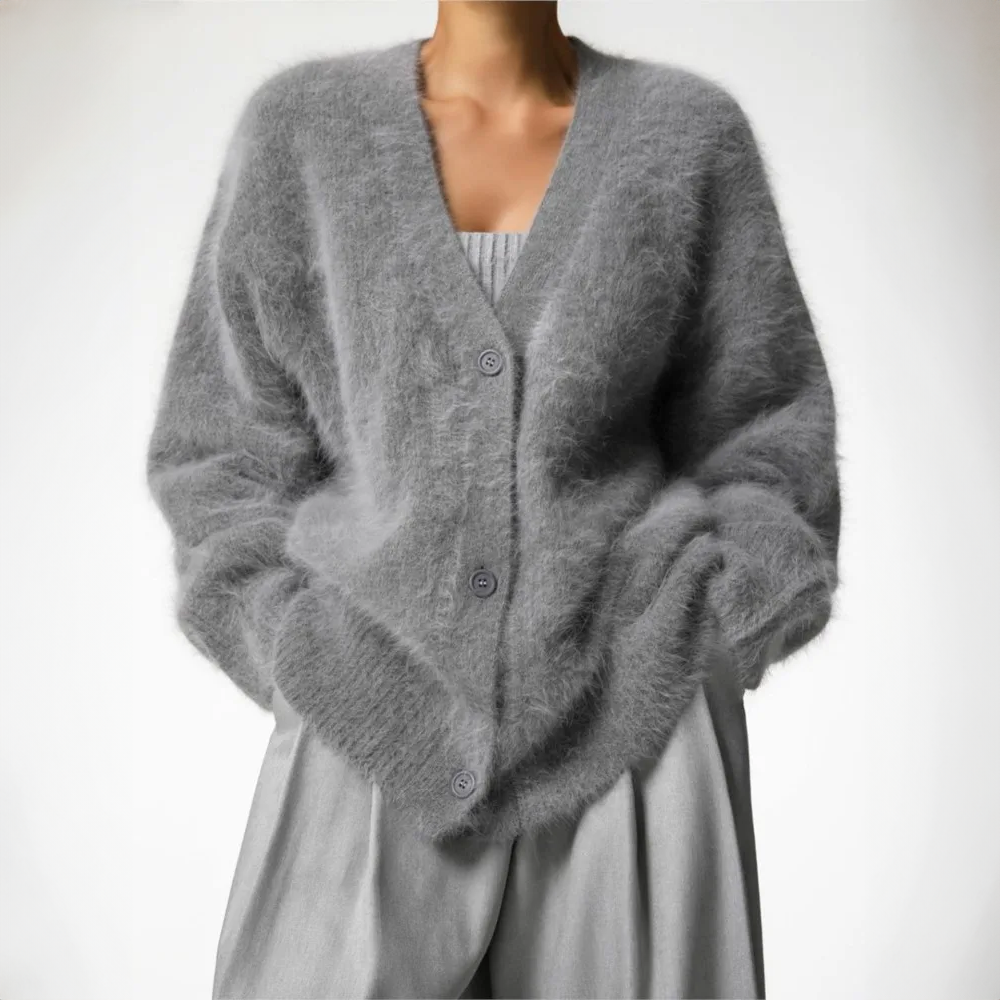 Oversized-Strickjacke für Damen mit Knöpfen