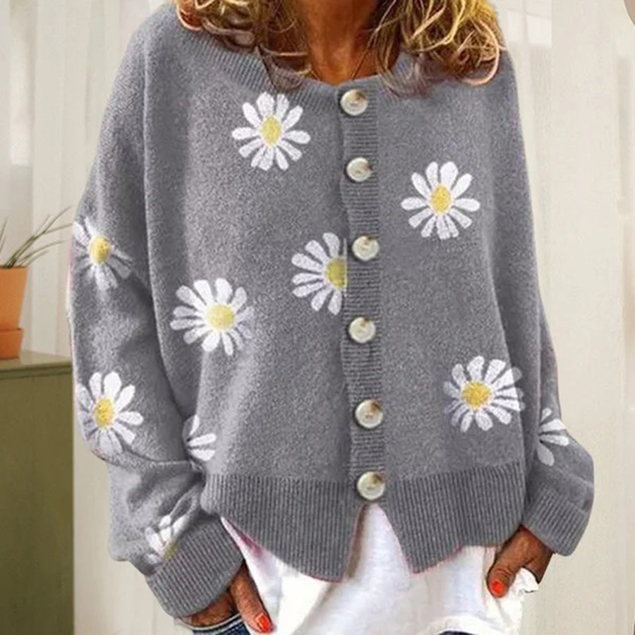 Oversized Strickjacke für Damen mit Knopfleiste