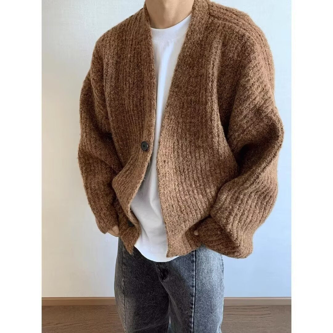 Oversized-Strickjacke für Herren mit Knopfleiste