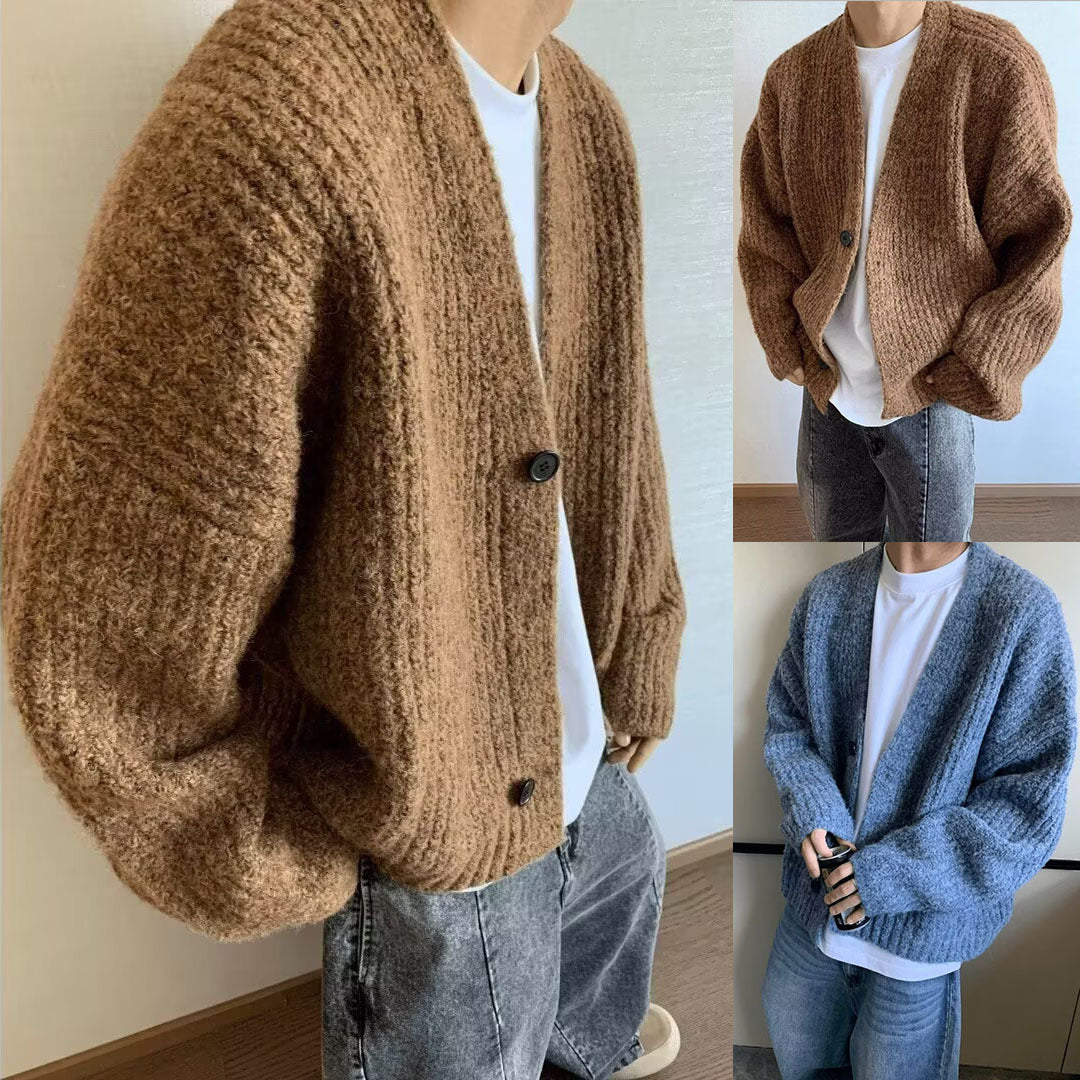 Oversized-Strickjacke für Herren mit Knopfleiste