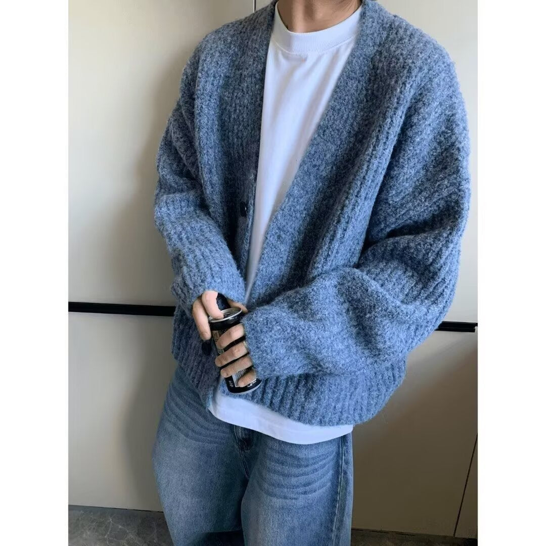 Oversized-Strickjacke für Herren mit Knopfleiste