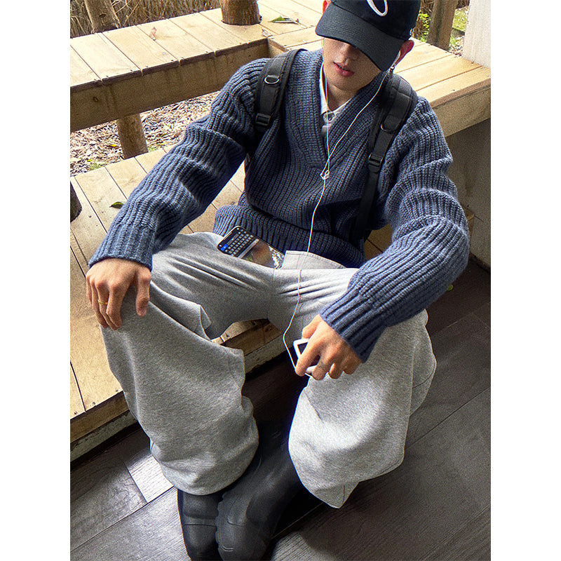 Oversized-Strickjacke für Herren mit Knopfleiste