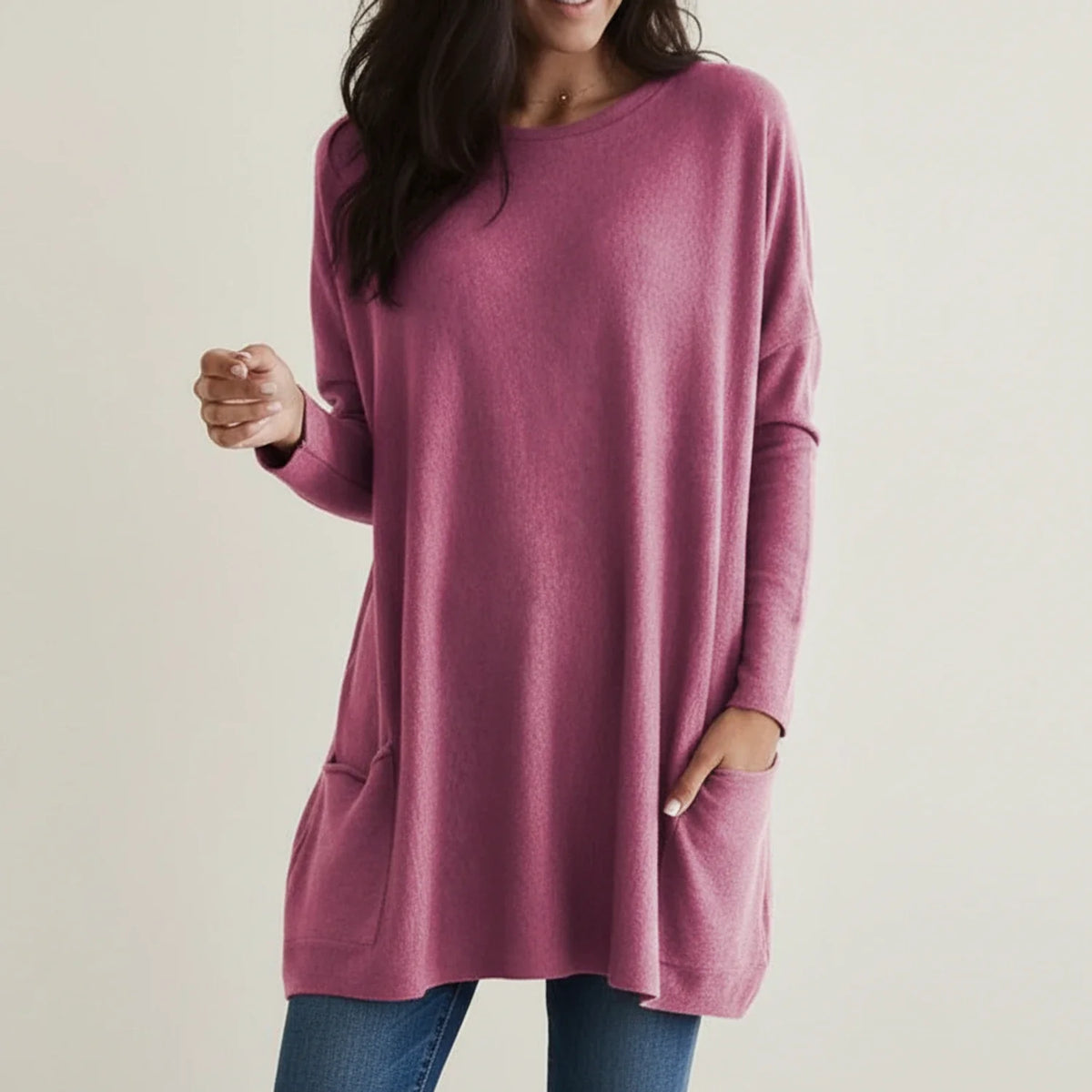 Oversized-Strickkleid für Damen mit Taschen