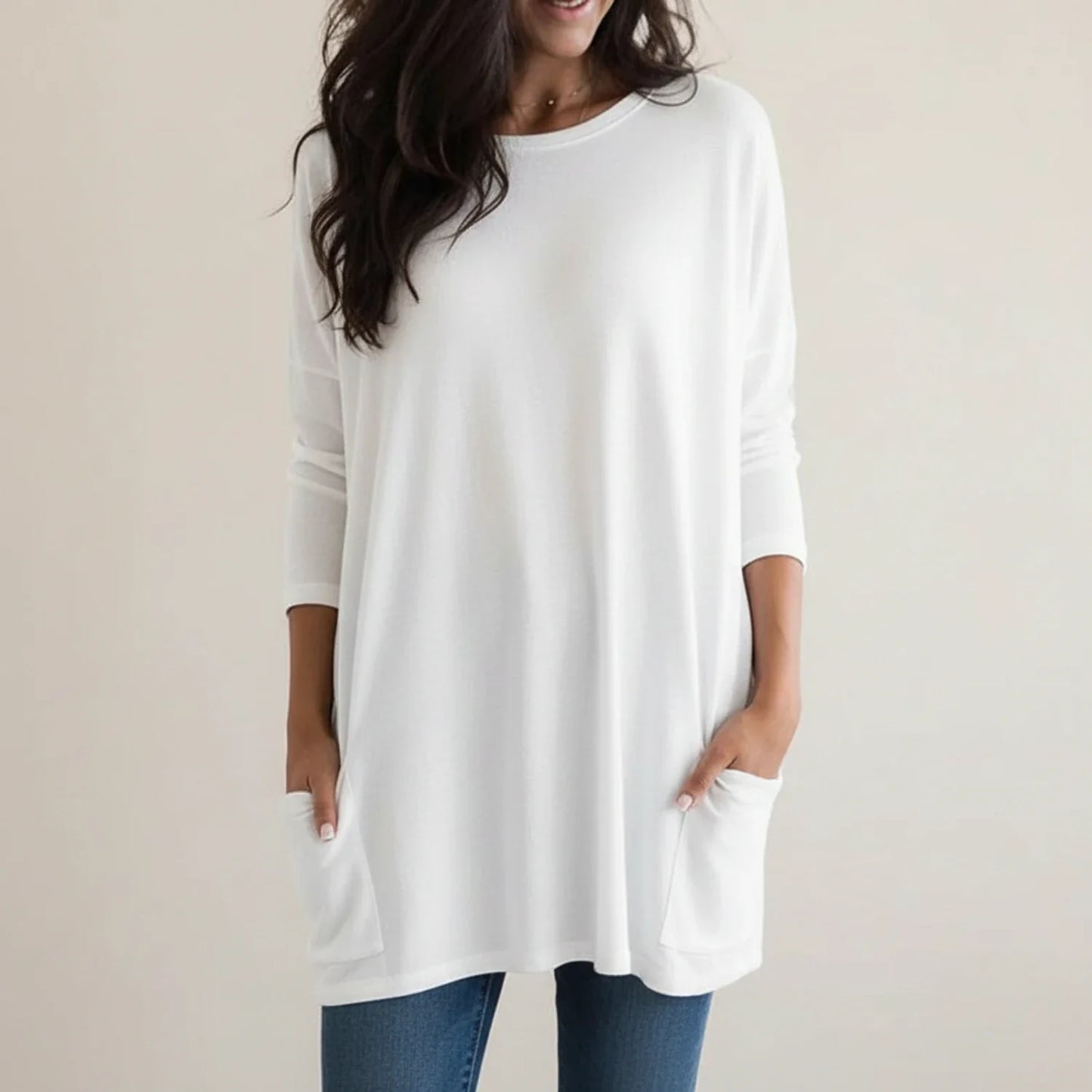 Oversized-Strickkleid für Damen mit Taschen