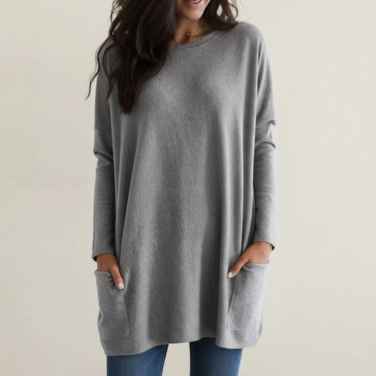 Oversized-Strickkleid für Damen mit Taschen