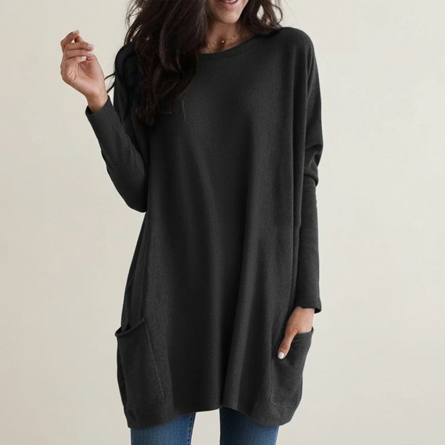 Oversized-Strickkleid für Damen mit Taschen