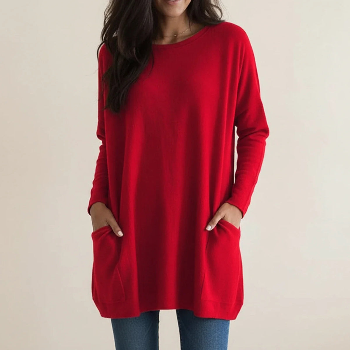 Oversized-Strickkleid für Damen mit Taschen