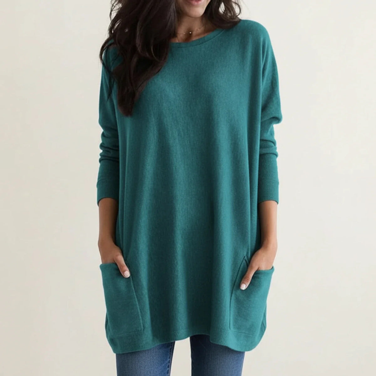 Oversized-Strickkleid für Damen mit Taschen