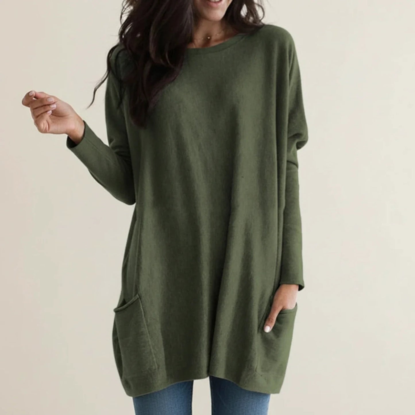 Oversized-Strickkleid für Damen mit Taschen