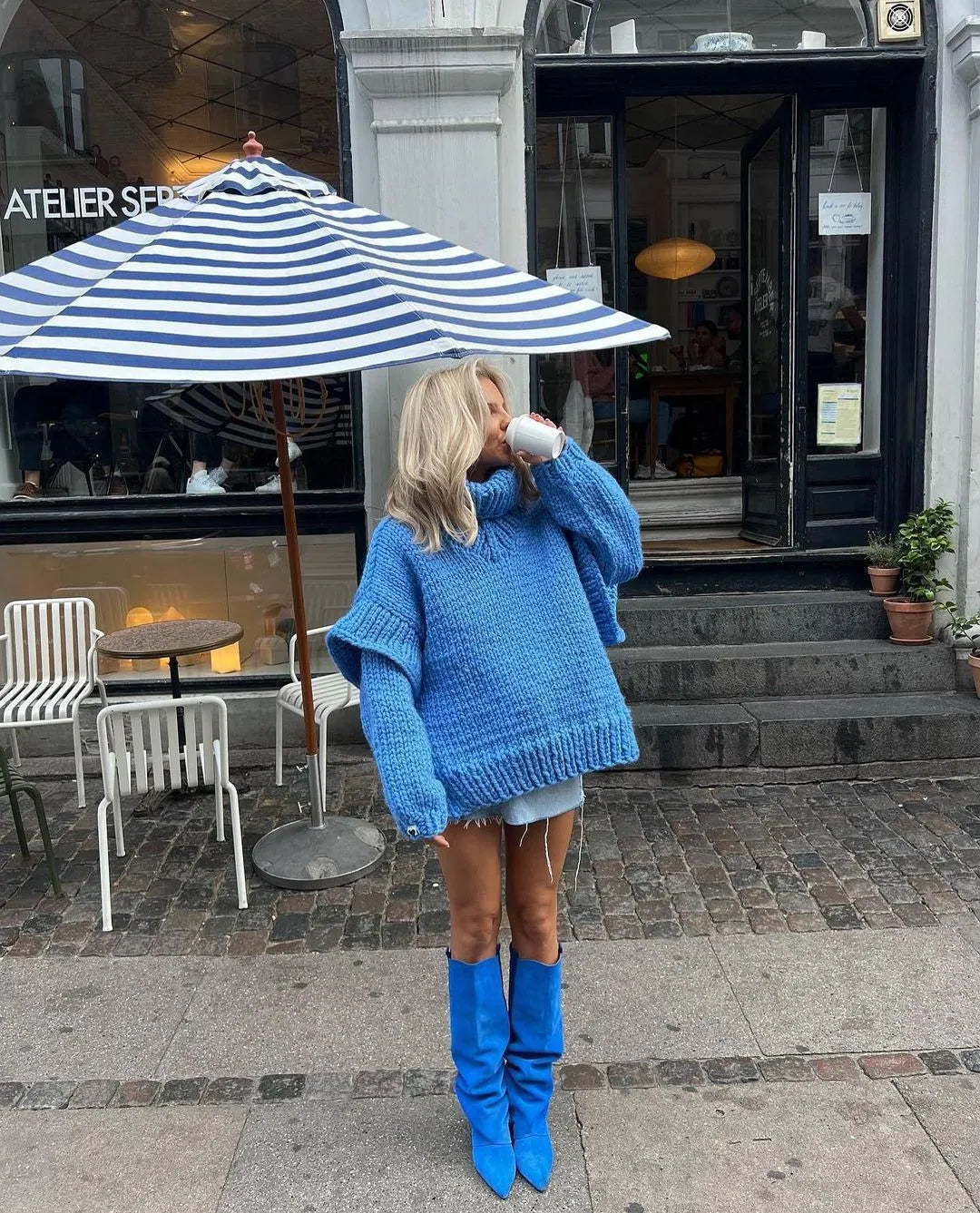 Oversized Strickpulloverkleid für Damen