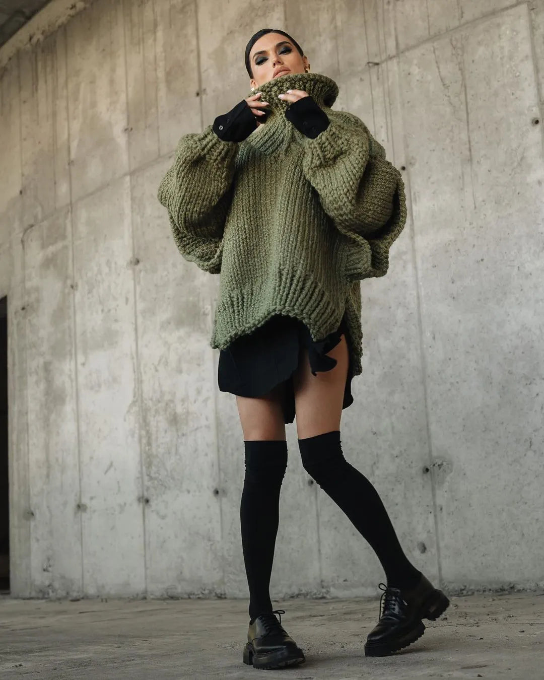 Oversized Strickpulloverkleid für Damen