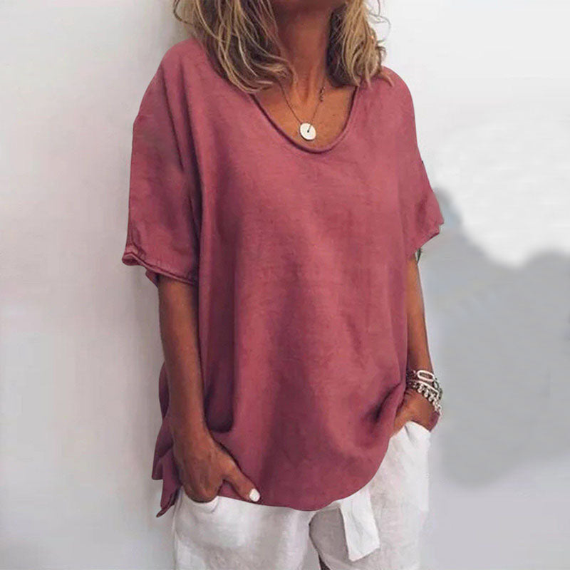 Oversized T-Shirt mit V-Ausschnitt für Damen