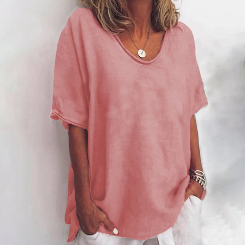 Oversized T-Shirt mit V-Ausschnitt für Damen
