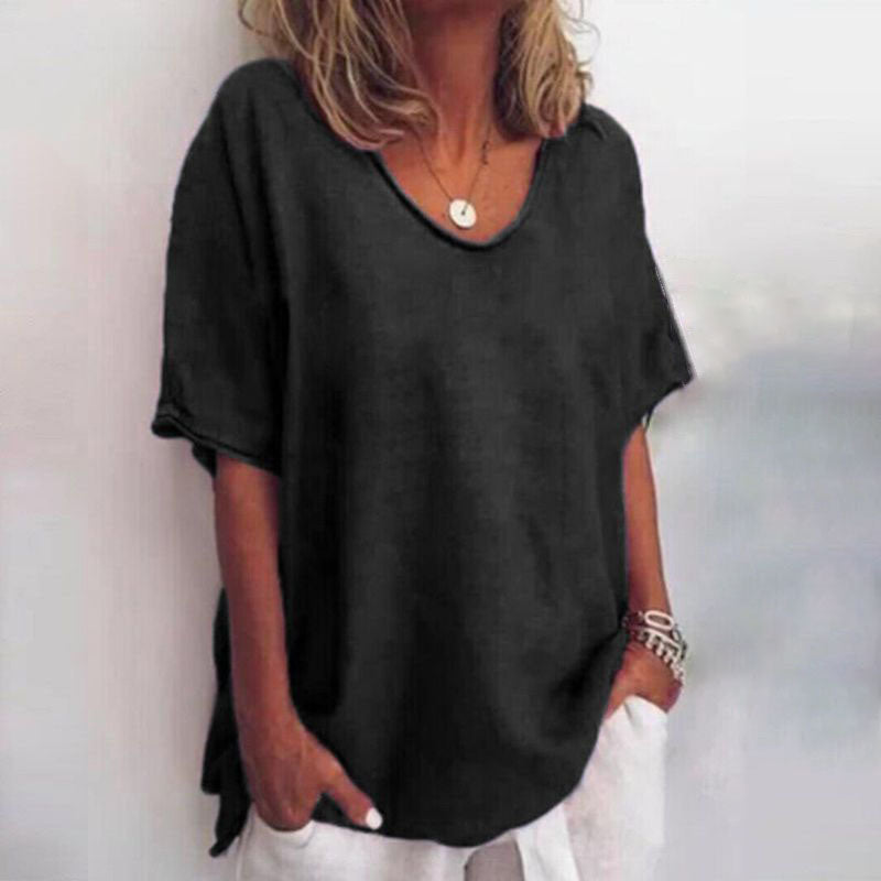 Oversized T-Shirt mit V-Ausschnitt für Damen