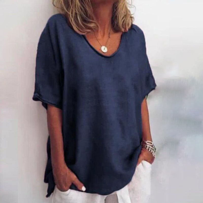 Oversized T-Shirt mit V-Ausschnitt für Damen