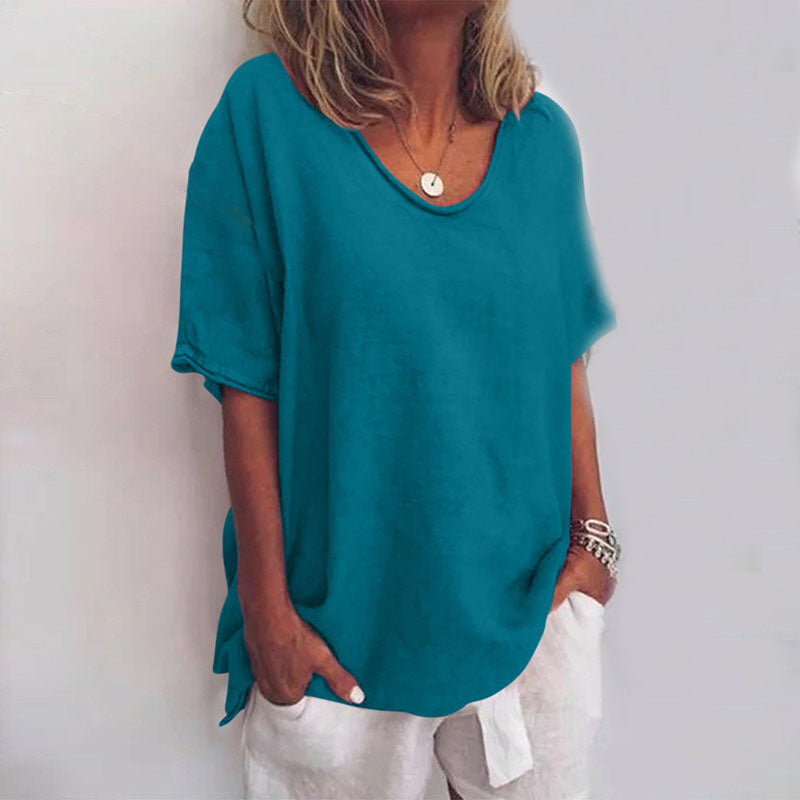 Oversized T-Shirt mit V-Ausschnitt für Damen