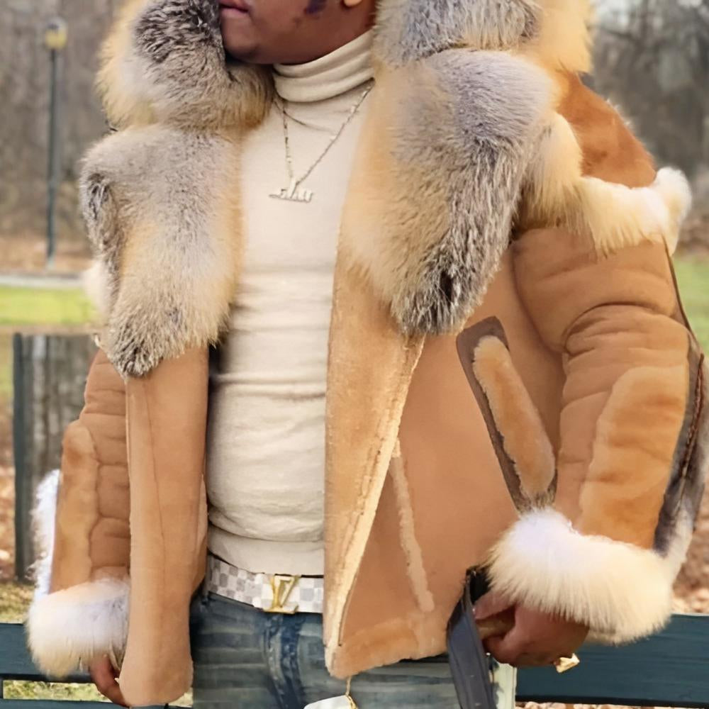 Oversized-Wintermantel für Herren mit dickem Kragen