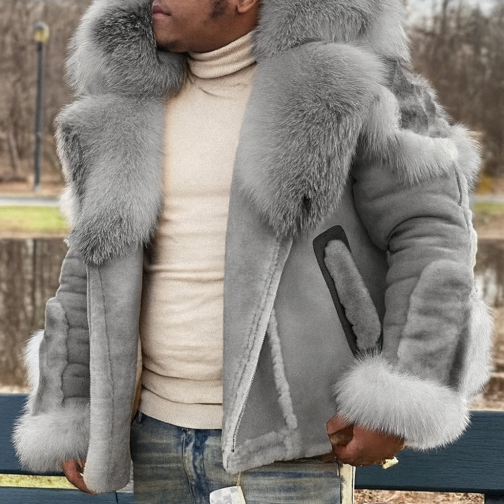 Oversized-Wintermantel für Herren mit dickem Kragen