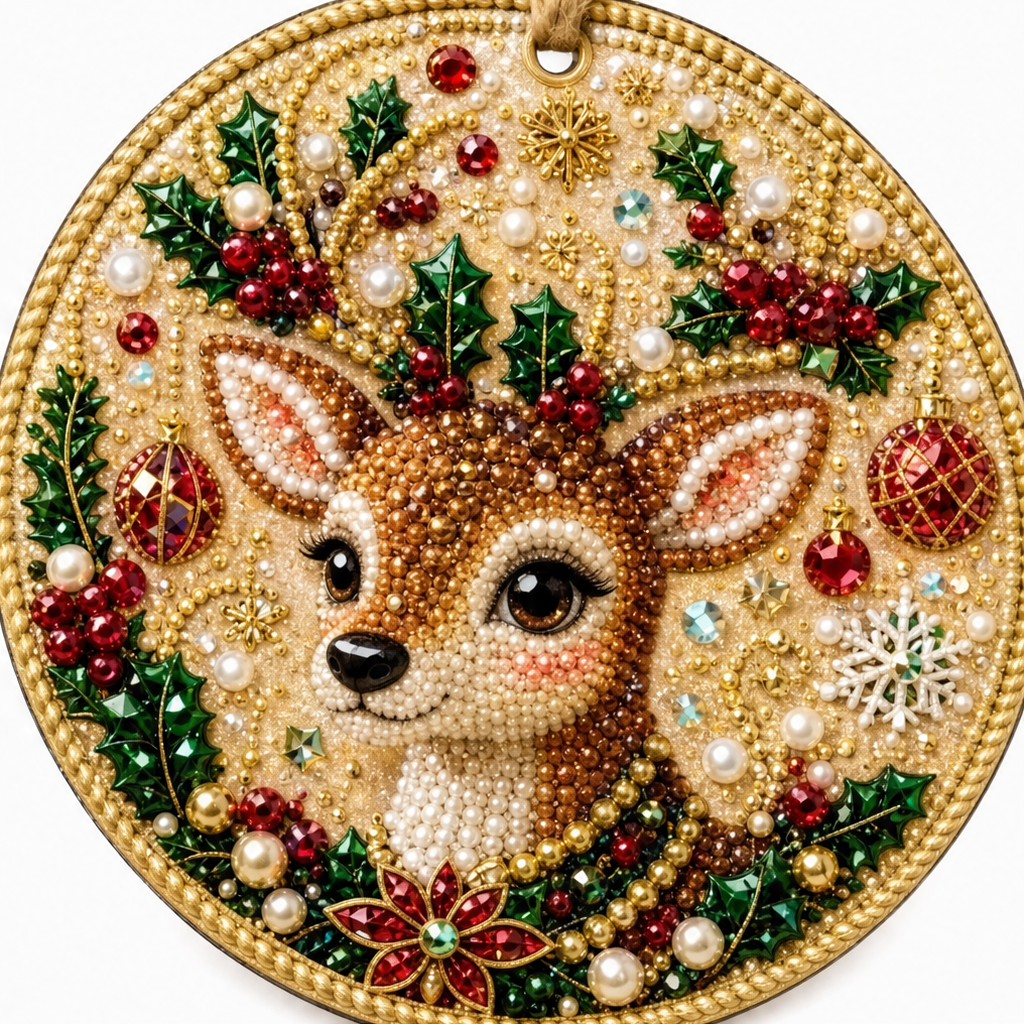 Perlen- und Schmuckstein-Weihnachtsbaumanhänger, 6er-Set