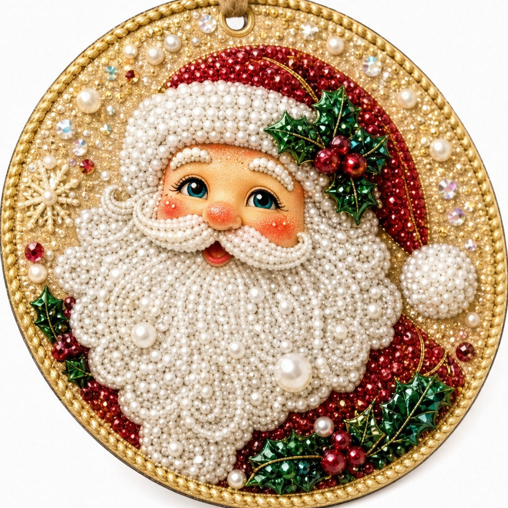 Perlen- und Schmuckstein-Weihnachtsbaumanhänger, 6er-Set
