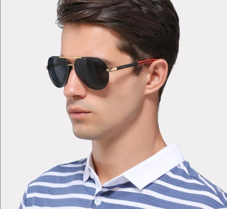 Polarisierende Vintage-Sonnenbrille aus Aluminium für Herren