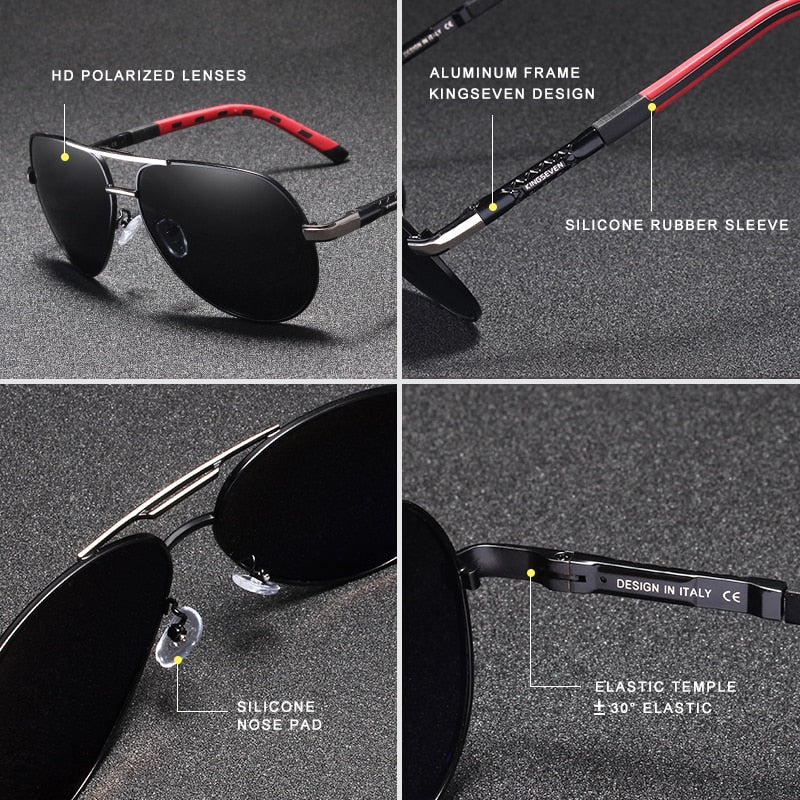 Polarisierende Vintage-Sonnenbrille aus Aluminium für Herren