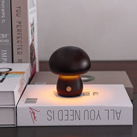Portobello-Pilzlampe | Aufladbares Nachtlicht aus Naturholz