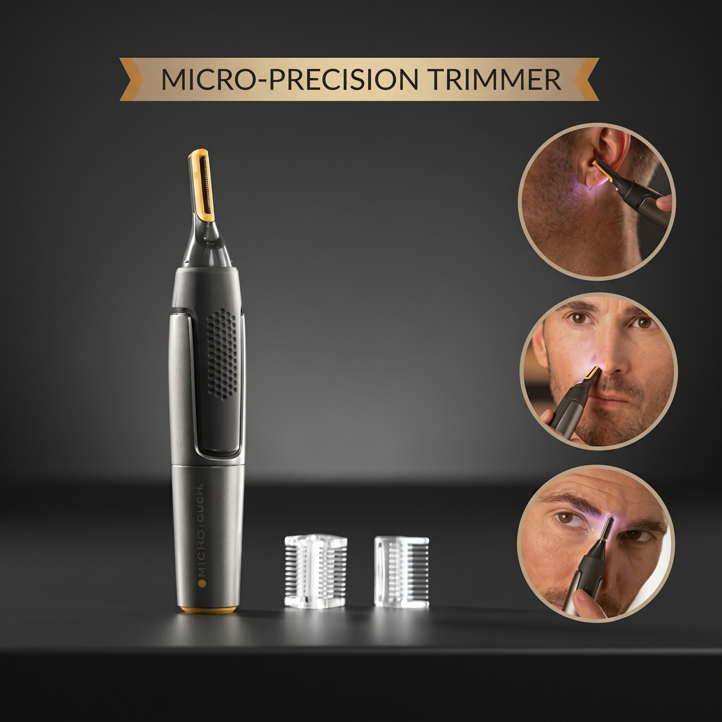 Präzisionstrimmer | Ultradünner Nasenhaartrimmer mit mikrooszillierenden Klingen | Ergonomisches Design für sichere Haarentfernung