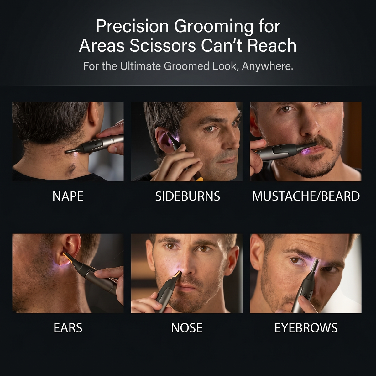 Präzisionstrimmer | Ultradünner Nasenhaartrimmer mit mikrooszillierenden Klingen | Ergonomisches Design für sichere Haarentfernung