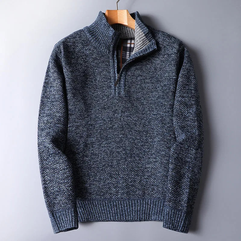 Pullover aus Wollmischung mit kurzem Reißverschluss