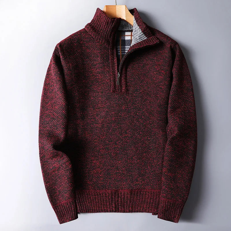 Pullover aus Wollmischung mit kurzem Reißverschluss