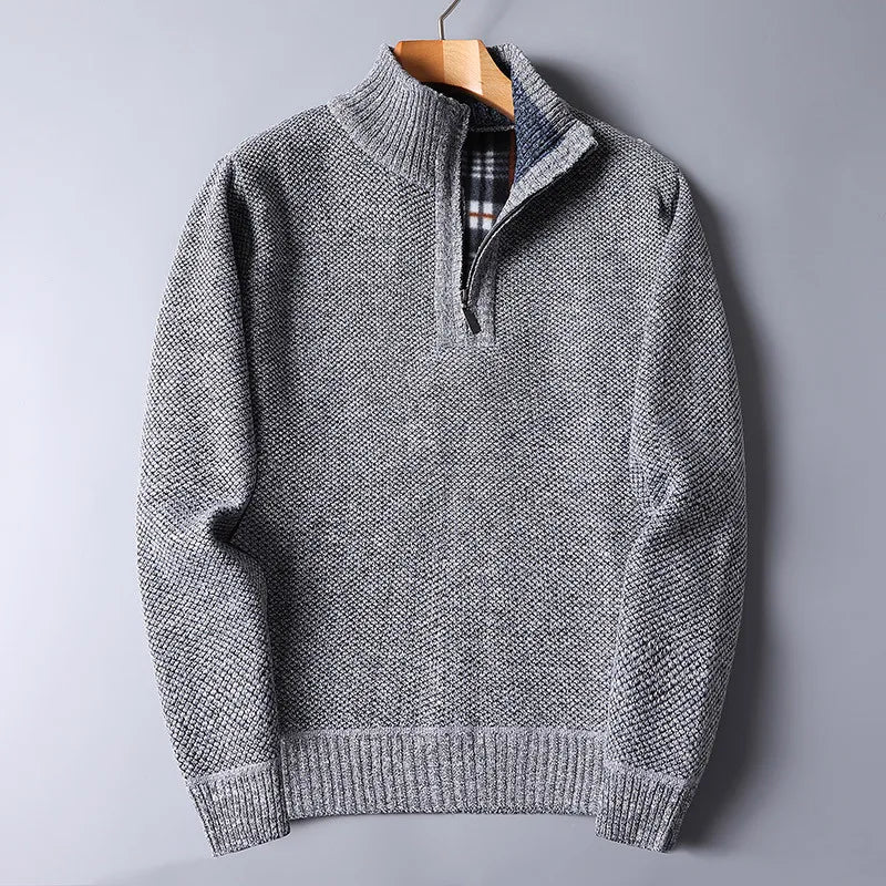 Pullover aus Wollmischung mit kurzem Reißverschluss