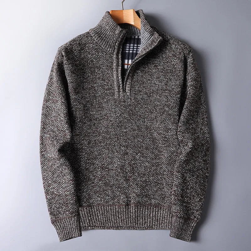 Pullover aus Wollmischung mit kurzem Reißverschluss