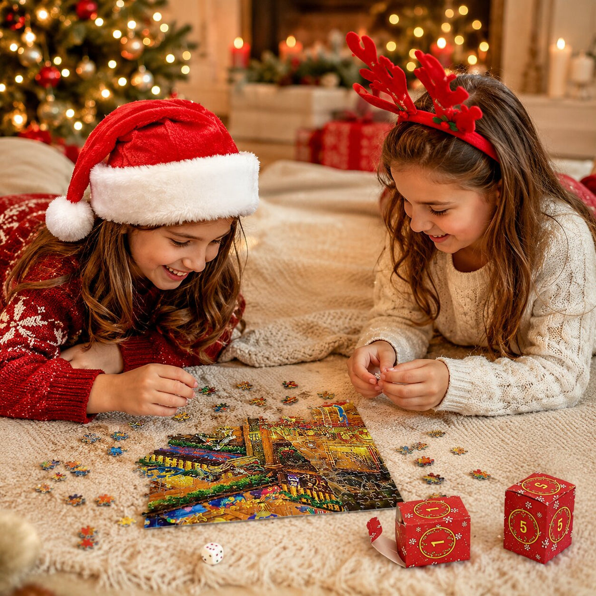Puzzle-Adventskalender 2026 – 24 Türchen mit je 42 Teilen und festlichem Weihnachtsmotiv
