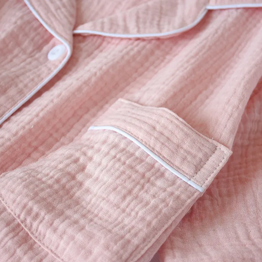 Pyjama-Set aus Baumwoll-Musselin mit langen Ärmeln und Hose