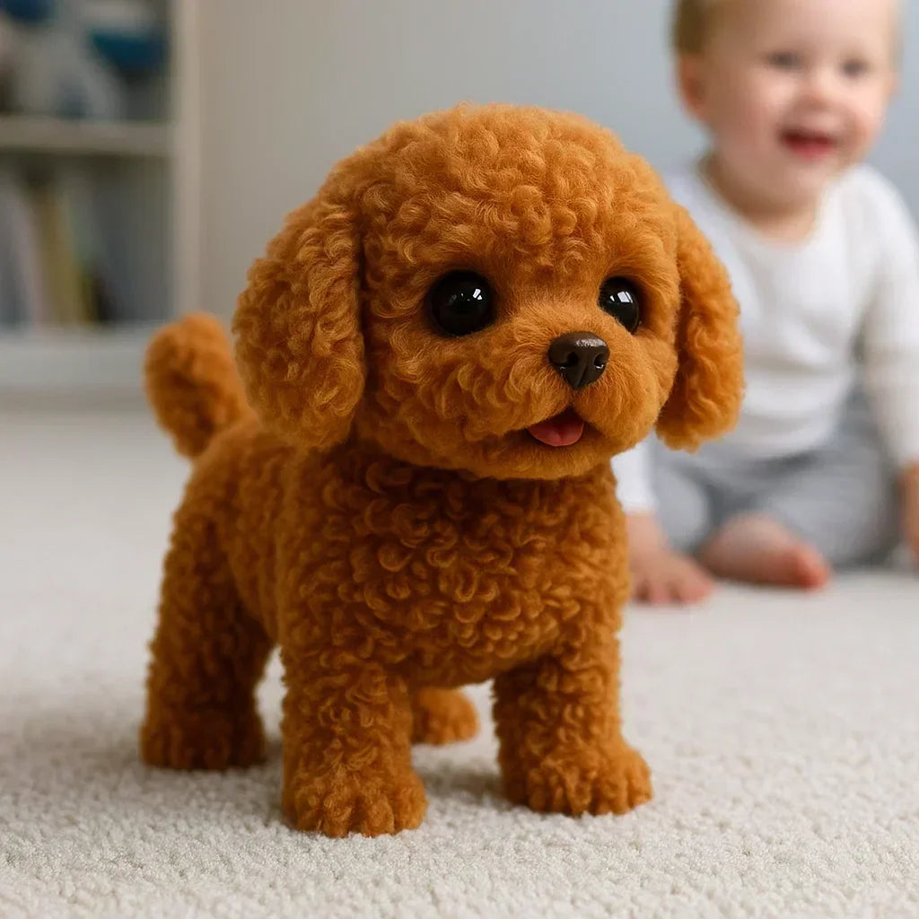 Realistischer interaktiver Plüschhund | Weiches und animiertes Spielzeug für Kinder und Erwachsene