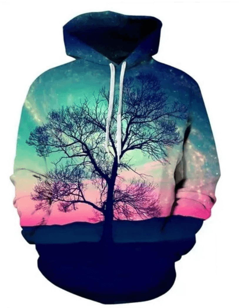 Realistischer stilvoller Hoodie-Pullover mit 3D-Druck