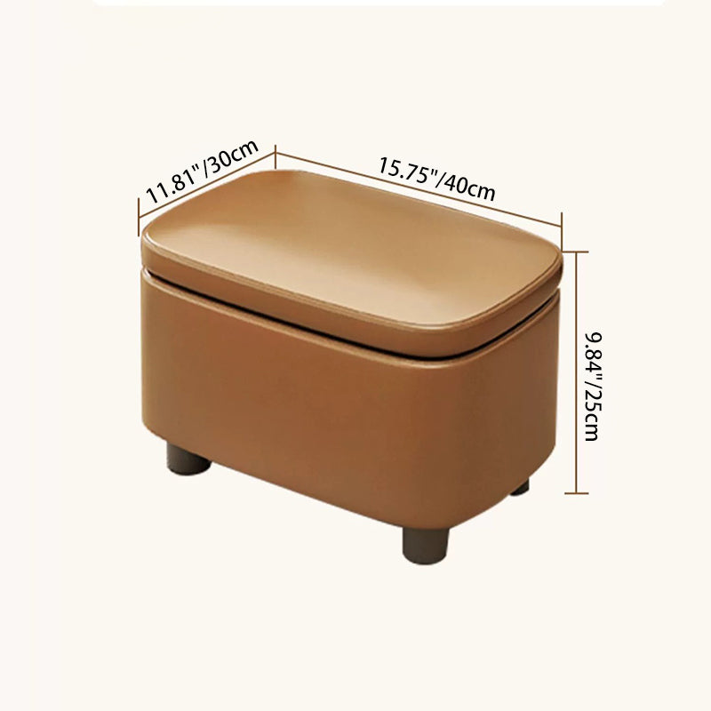 Rechteckiger Fußhocker mit Stauraum im modernen skandinavischen Design aus Kunstleder und Holz mit Schaumstoffpolsterung für den Eingangsbereich